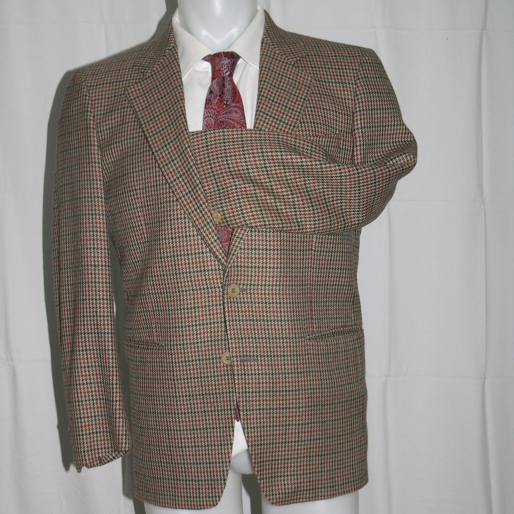 Protagonist Brown Houndstooth Cashmere Blend Two Button Sport Coat 38R - Picture 4 of 11